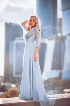 Blue Classic Elegance Dress