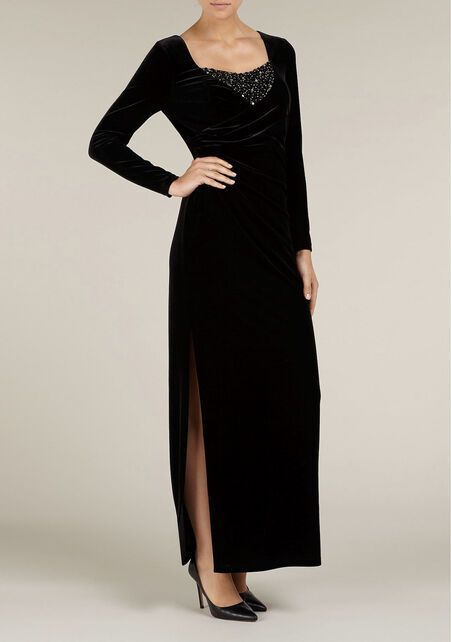 Cachet Lace Accent Velour Gown 3500