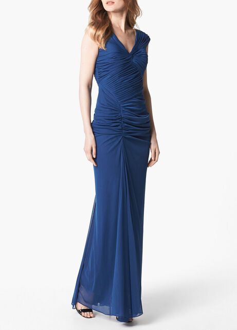 Adrianna Papell Blue Ruched Me 3500